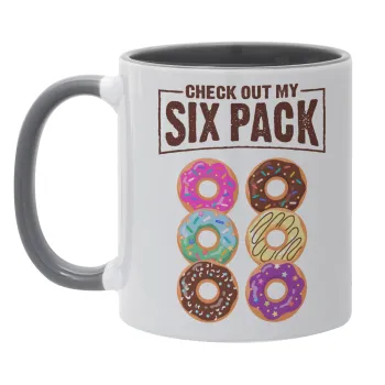 Check Out My Six Pack, Κούπα χρωματιστή γκρι, κεραμική, 330ml