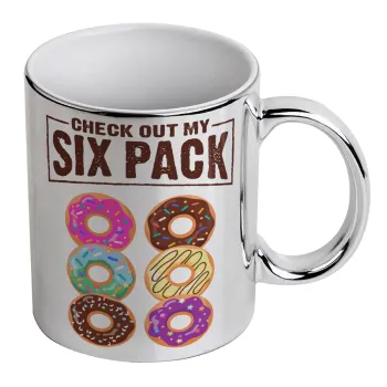 Check Out My Six Pack, Mug ceramic, silver mirror, 330ml