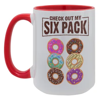 Check Out My Six Pack, Κούπα Mega 15oz, κεραμική Κόκκινη, 450ml