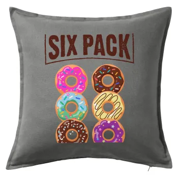 Check Out My Six Pack, Μαξιλάρι καναπέ Γκρι 100% βαμβάκι, περιέχεται το γέμισμα (50x50cm)
