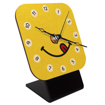 Χαμόγελο , Quartz Table clock in natural wood (10cm)