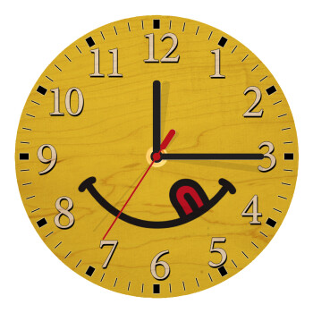 Χαμόγελο , Ρολόι τοίχου ξύλινο plywood (20cm)