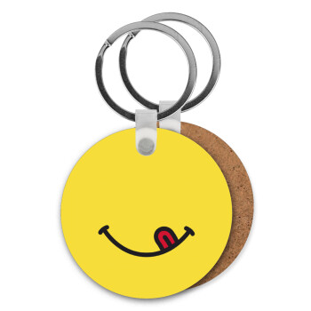 Χαμόγελο , Μπρελόκ Ξύλινο στρογγυλό MDF Φ5cm