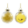 Transparent Christmas tree ball ornament with gold filling 8cm