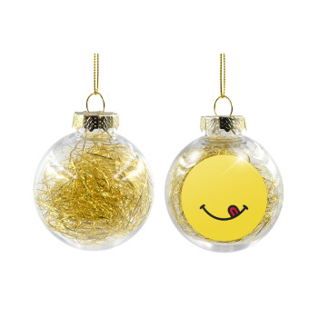 Χαμόγελο , Transparent Christmas tree ball ornament with gold filling 8cm