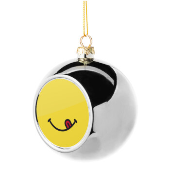 Χαμόγελο , Silver 8cm Christmas tree ball ornament