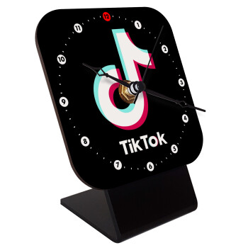 tik tok black, Επιτραπέζιο ρολόι ξύλινο με δείκτες (10cm)