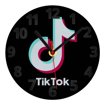 tik tok black, Ρολόι τοίχου γυάλινο (20cm)