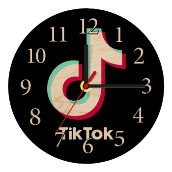 tik tok black, Ρολόι τοίχου ξύλινο plywood (20cm)