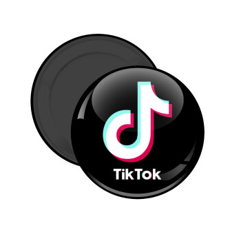 tik tok black, Μαγνητάκι ψυγείου στρογγυλό διάστασης 5cm