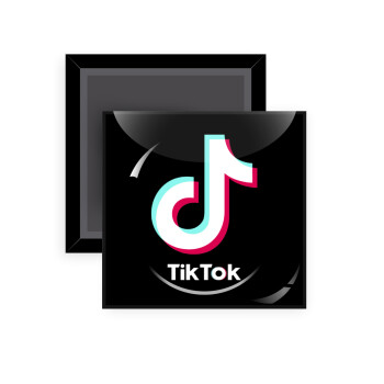 tik tok black, Μαγνητάκι ψυγείου τετράγωνο διάστασης 5x5cm
