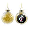 Transparent Christmas tree ball ornament with gold filling 8cm