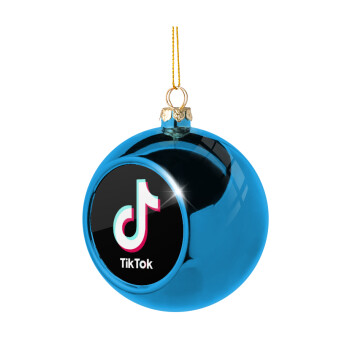 tik tok black, Blue Christmas tree ball ornament 8cm