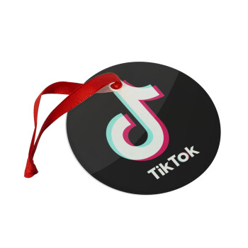 tik tok black, Christmas ornament glass 9cm