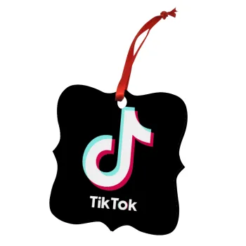 tik tok black, Christmas ornament polygon wooden 7.5cm