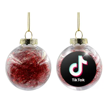 tik tok black, Transparent Christmas tree ball ornament with red filling 8cm