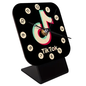tik tok black, Quartz Table clock in natural wood (10cm)