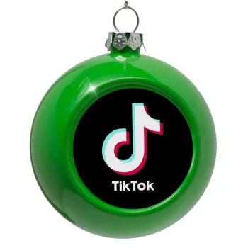 tik tok black, Στολίδι Χριστουγεννιάτικη μπάλα δένδρου Πράσινο 8cm