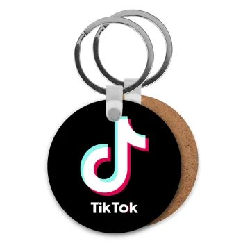tik tok black, Μπρελόκ Ξύλινο στρογγυλό MDF Φ5cm