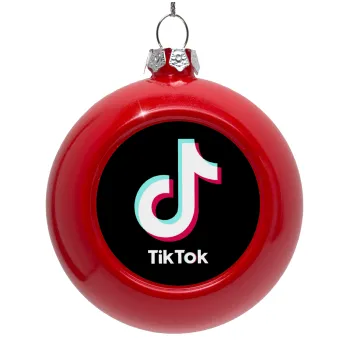 tik tok black, Red Christmas tree ornament bauble 8cm