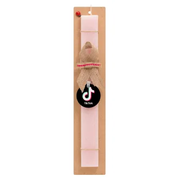 tik tok black, Easter Set, wooden keychain & scented flat Easter candle (30cm) (PINK)