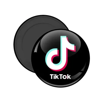 tik tok black, Μαγνητάκι ψυγείου στρογγυλό διάστασης 5cm