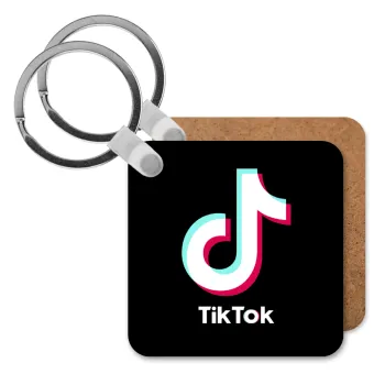 tik tok black, Μπρελόκ Ξύλινο τετράγωνο MDF
