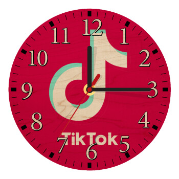 tik tok pink, Ρολόι τοίχου ξύλινο plywood (20cm)