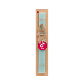 tik tok pink, Easter Set, wooden keychain & aromatic flat Easter candle (30cm) (TURQUOISE)