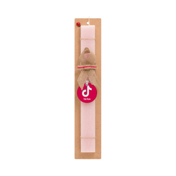tik tok pink, Easter Set, wooden keychain & scented flat Easter candle (30cm) (PINK)