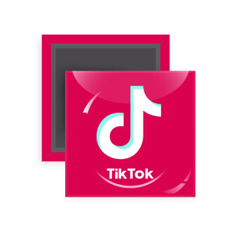 tik tok pink, Μαγνητάκι ψυγείου τετράγωνο διάστασης 5x5cm