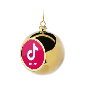 tik tok pink, Golden Christmas tree ball ornament 8cm