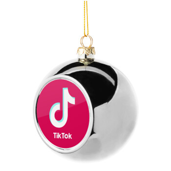 tik tok pink, Χριστουγεννιάτικη μπάλα δένδρου Ασημένια 8cm
