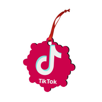 tik tok pink, Christmas ornament snowflake wooden 7.5cm