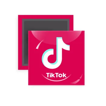 tik tok pink, Μαγνητάκι ψυγείου τετράγωνο διάστασης 5x5cm