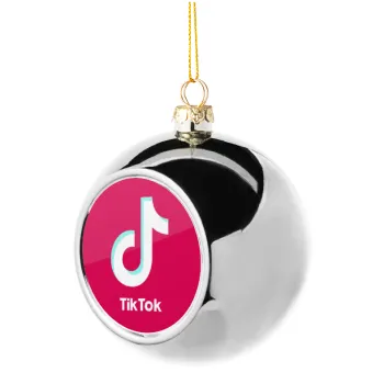 tik tok pink, Silver 8cm Christmas tree ball ornament