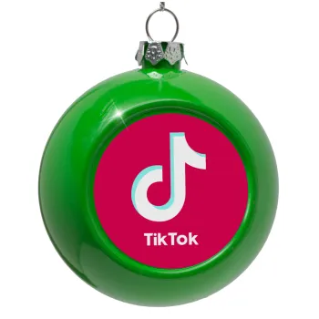 tik tok pink, Στολίδι Χριστουγεννιάτικη μπάλα δένδρου Πράσινο 8cm