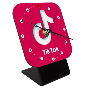 tik tok pink, Επιτραπέζιο ρολόι ξύλινο με δείκτες (10cm)