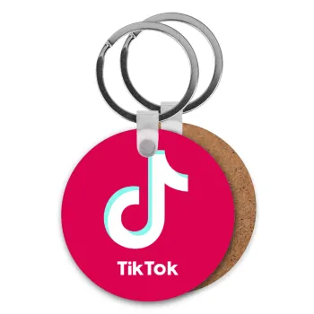 tik tok pink, Μπρελόκ Ξύλινο στρογγυλό MDF Φ5cm