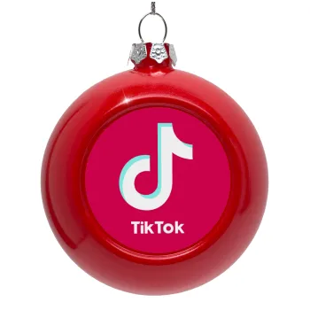 tik tok pink, Red Christmas tree ornament bauble 8cm