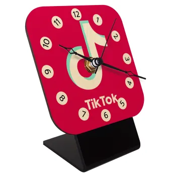 tik tok pink, Quartz Table clock in natural wood (10cm)