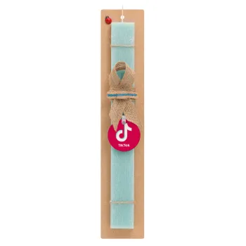 tik tok pink, Easter Set, wooden keychain & aromatic flat Easter candle (30cm) (TURQUOISE)