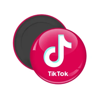 tik tok pink, Μαγνητάκι ψυγείου στρογγυλό διάστασης 5cm