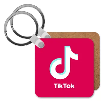tik tok pink, Μπρελόκ Ξύλινο τετράγωνο MDF