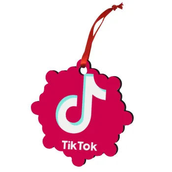tik tok pink, Christmas ornament snowflake wooden 7.5cm