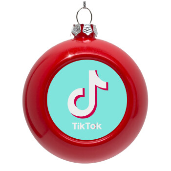 tik tok blue, Red Christmas tree ornament bauble 8cm