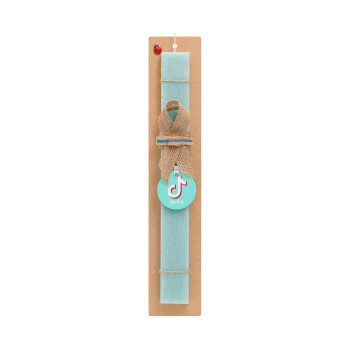 tik tok blue, Easter Set, wooden keychain & aromatic flat Easter candle (30cm) (TURQUOISE)