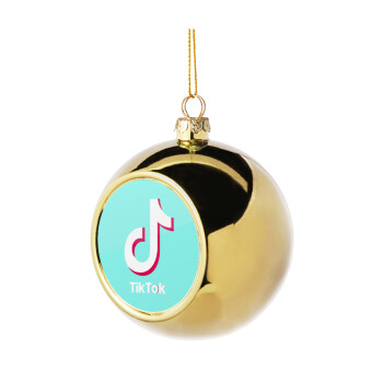 tik tok blue, Golden Christmas tree ball ornament 8cm