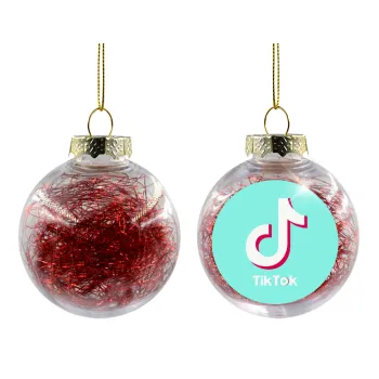 tik tok blue, Transparent Christmas tree ball ornament with red filling 8cm