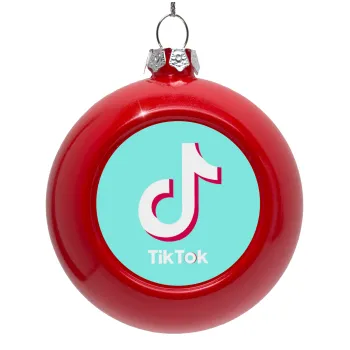 tik tok blue, Red Christmas tree ornament bauble 8cm
